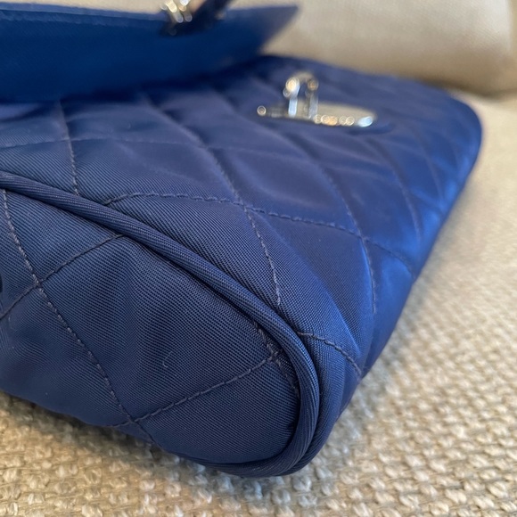 Prada Blue Tessuto Quilted Nylon Leather Chain Bag - Picture 6 of 10